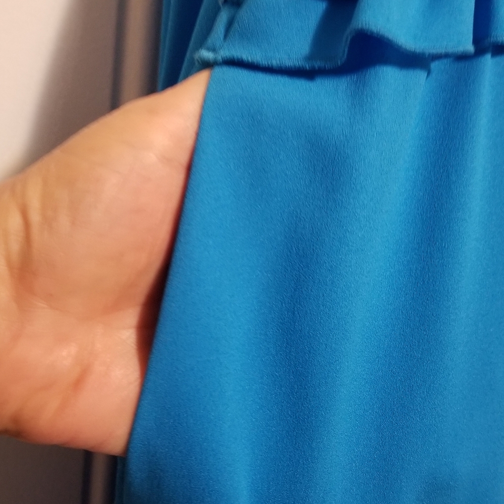 ME+EM Statement Frill Swing Dress Signal Blue. Size: UK 14 = US 12. - Picture 7 of 12
